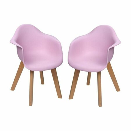 GIFT MARK Mid-Century Modern Kids Arm Chairs, Pink - 14 x 16.5 x 22.5 in. - Set of 2 3071P